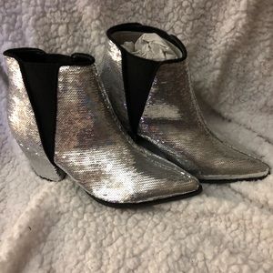 Silver sequin boots
